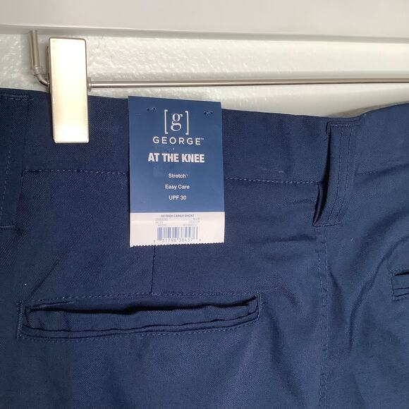 G George Navy Tan At The Knee Stretch UPF 30 Shorts Bundle Mens 30 NWT - Picture 5 of 14